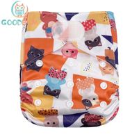 Goodbum colorido gato gancho loop pano fralda lavável fraldagem ajustável para 3-15kg fraldas de bebê