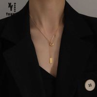 Ожерелье из нержавеющей стали, кулон для брошкой, изысканный дизайн, золото, корейские модные ювелирные изделия, женские шикарные цепи