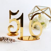 Party Decoration Mirror Gold Table Numbers For Wedding Or Event, Decor Number Signs, Place Cards