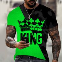 Yeni erkek T-Shirt Kral Taç 3D Baskı T-shirt Moda ve Yakışıklı Kısa Kollu Gömlek Rahat Spor Artı Boyutu Erkek Gömlek 3D Slim Fit
