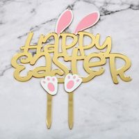 Mutlu Paskalya Kek Topper Tavşan Toppers Çocuklar Paskalya Parti Bunny Şekli Kek Dekorasyon Parti Malzemeleri ZZA10904