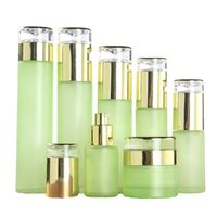 Green Cosmetic Glass Lotion Bottle Packaging with Plastic Ca...