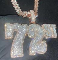 NUEVA FAMA Gold Full Bling Cz Stone Diy Nombre personalizado Collar de letra con cadena de cuerda de 24 mm de 24 pulgadas para hombres Mujeres