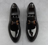 Designer Men Patent Leather Dress Shoes Horsebit Pointed Toe...