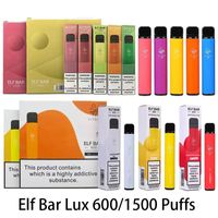 Elf Bar Lux 일회용 전자 담배 포드 장치 600/1500 퍼프 850mAh 배터리 4.8ml 미리 파운드 카트리지 vape 펜 대 퍼프 XXL 플러스 Esco 바 Bang Mesh Coil