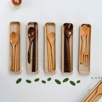 Деревянные палочки для палочек ложки ножей набор портативных посуды с упаковочной коробкой для туристического кемпинга Rra11552