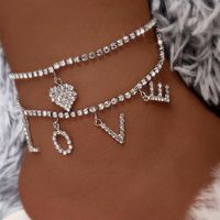 Anklets Bohemia Multilayer Rhinestone Heart Shaped Letter Pe...