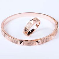 Europe America Classic Brand Jewelry Sets Lady Brass Full Diamond Four Rivet H Letter 18K Gold Engagement Bracelets Ring 3 Color