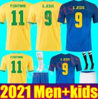 20 21 National Team Soccer Jersey Neymar Jr Coutinho Paulinho Brasilien Marcelo G.jesus 2021 Costa Home Away Man + Kids Kit Fotbollskjortor