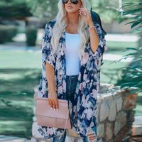 Frauen Blusen Hemden Mode Drucken Chiffon Lange Cardigan Bluse Strand Cover Up Kimono Schal Tops Casual Sommer Damen Weibliche Frauen Hälfte