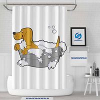 Uzun Elegance Lüks Banyo Kumaş Duş Perdesi Karikatür Köpek Sevimli Modern Moda Makinesi Yıkanabilir 72-by-72 inç