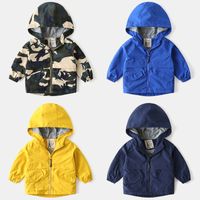 Childrenrens Winddichte Jacke Junge koreanische Abstyle Frühling Herbst Reißverschluss Jacken mit Kapuzen Baby Mode Stormsuit Kleidung HS 001