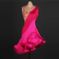 새로운 스타일 라틴어 댄스 의상 스판덱스 트레이스 스톤스 여성용 경쟁 드레스 2XS-6XL x86G #