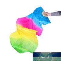1 pcs 180cm fã de dança tradicional seda real de seda longa fãs de seda artesanal gradiente cor fã de festa festas 5 cores opcionais