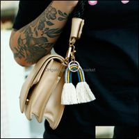 Schlüssel Ringe Schmuck Mode Boho Weave Rainbow Tassel Keychain Tasche Hängt Gold Halter Geschenk Will und Sandy Drop Lieferung 2021 L76HF