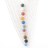 10mm 12mm Bunte Lava Stein Ball Perle Halskette DIY Arom Ätherische Öl Diffusor Halsketten Edelstahl Kettenkragen Für Frauen Schmuck