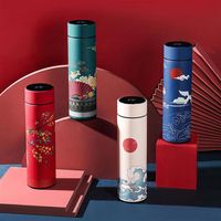 Retro Chinese Style Thermo Bottle Cup Smart Temperature Display Potable Heat Hold Vacuum Flask For Thermos Mug Cups 500MLa19 a00