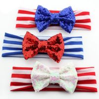 American Bandiera dei capelli per bambini Bow Girls Bowknot Fascia per bambini Accessori per bambini con paillettes