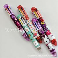 PenS PenS Pen Count-Butterpoint Push-кнопка шариковая ручка, цветной прозрачный бар, 8 цветной маркер, прекрасный мультфильм пленочная печать
