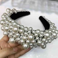Grande fascia per le donne, perle fatte a mano per perle, gioielli perline, accessori per capelli ragazze, corona, alta qualità 210716