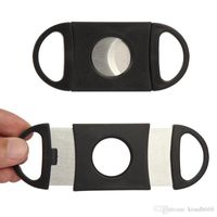 450pcs Plastic Stainless Steel Cigar Cutter Pocket Small Double Blades Scissors Black Tobacco Cigars Knife Smoking Accessories Tool