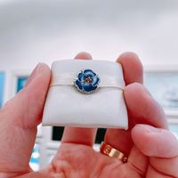 100% 925 Sterling Silver Blue Pansy Spring Flower Bead Fits European Pandora Jewelry Charm Bracelets
