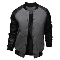 Men' s Jackets Bomber With PU Leather Long Sleeve Casual...