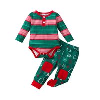 Çocuklar Giyim Setleri Erkek Suit Erkek Suits Çocuk Sonbahar Kış Noel Çizgili Uzun Kollu Tulum Kızlar Set Pamuk Pantolon Rahat Çocuklar B9369 Giymek