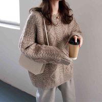 여성용 스웨터는 여성, 가을, 겨울 느슨한, 두꺼운 솔리드 컬러, 긴 소매 rk2p를 가진 니트 스웨터 니트 스웨터