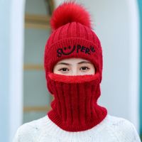 Boinas vendiendo invierno punto sombrero cuello calentador vellón forrado gorra para las mujeres al aire libre ciclismo otoño