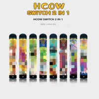 Switch Hcow 2 in 1 4800 sbuffi monouso Doppia sigaretta pre-riempita 14ml 1900mAh 8 colori batteria VCAN R e M