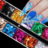 Nail Glitter Butterfly Sequins Gold Silver Art 3D Flakes Sli...