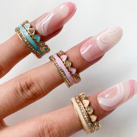 2 pz / set elegante cz zircone con anelli di cuore per donne coppie impilabili amore cuore anelli dito anelli fasce nuziali regalo gioielli