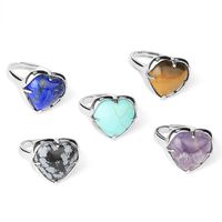 Amethyst Walked K Peach Heart Ring Regulowany rozmiar Multicolor biżuteria w kształcie serca Opal Healing Reiki Chakra