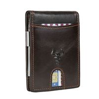 محفظة جلدية RFID ضئيلة للرجال كليب المال البسيط حامل بطاقة محفظة الذكية الذكية مع سحاب عملة جيب