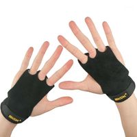 Поддержка запястья 1 пару подъемные тренировочные перчатки для тяжестей коровьи женские мужчины фитнес спортивные корпус здание ручки за рулем