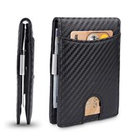 Men's Wallet Carbon Fiber Credit Card Wallet RFID Protection Simple Ultra-thin PU Small Money Clip 220122