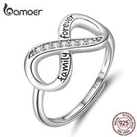 Infinity Love Family Forever Finger Ring Adjustable Free Size Rings 925 Sterling Silver Fashion Clear CZ Jewelry SCR579 220211