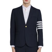 2021 TB THOM Moda Marka Örgün Blazer Erkekler İngiliz Rahat Takım Elbise Ince Iş İlkbahar Sonbahar Tek Göğüslü Çizgili Yün Ceket
