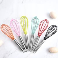 Egg Beater Kitchen Tools Solid Color 10inch Stainless Steel Mini Silicone Whisk for Nonstick Cookware Cooking T9I001773