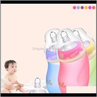 Flaschen # Baby, Kinder Umstands Tropfen Lieferung 2021 240ml Baby-nettes Glas Sicher Sile Milch mit Griff weichen Mund Born Getränk Ausbildung Bo Füttern