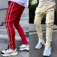 Грузовые брюки мужские многократные карманы тощий карандаш мужской бег трусцой штабелированные спортивные штаны мужчины хип-хоп уличная одежда