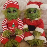 Poupée grinch mignon Noël peluche peluche jouet cadeaux de Noël pour enfants décoration de la maison en stock # 3 211223