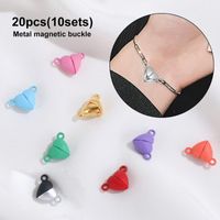Other 20pcs(10sets) DIY Crafts Charms End Caps Jewelry Findings Connected Clasps Couple Bracelet Love Heart Magnetic Buckle