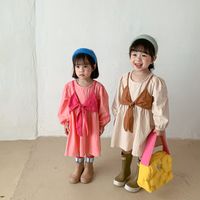 Dudu Coreano Mais Novos Crianças Meninas Vestidos Relógios Frente Bows Princesa Fashions Childrener Designer Primavera Outono Vestido