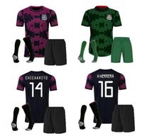 21 22 Mexiko Män + Barnfotboll Jersey Shorts Strumpor 2021 Amerika Chicharito Lozano Carlos Vela Raul Tecatito Fotbollskjorta Kit Set