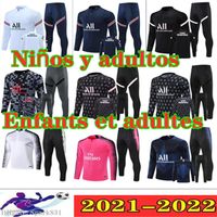 Ny 2021 2022 Män och barn Kit Långärmade Soccer Jerseys Jacket Tracksuit Uniforms 21 22 PSGS Train Football Coat Training Shirt Sväskor Kit