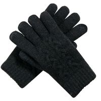 Fünf Finger Handschuhe Waschbare Frauen Herbst Winter gestrickt Erwachsene Outdoor Daily Warm Solid Doppeldicke Weiche Künstliche Wolle Touchscreen