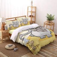 مجموعات الفراش الفيل ماوس الاستحمام حاف تغطية مجموعة كاملة حجم السرير الكتان نوم ديكور وسادة الشتاء لحاف