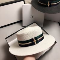 Большой бренд соломенная шляпа нельтколор полосатая маленькая пчела плоская шляпа шляпа летом мода корейский стиль путешествия навес солнечный день и анти Si Big Breim 220301